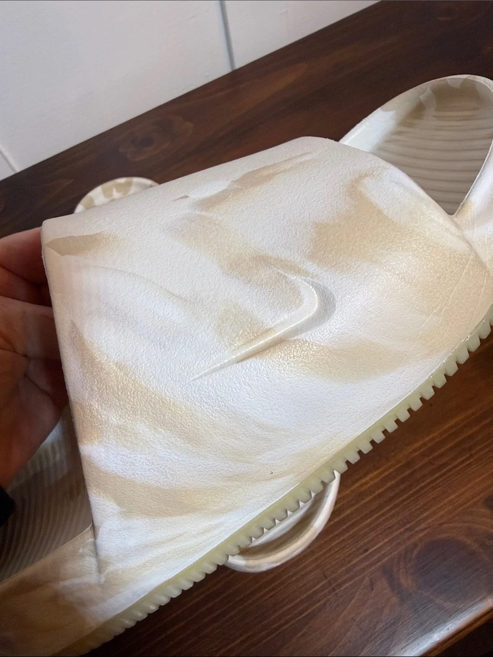 Nike Marbled Foam Slides Cream Beige Comfort Sandals M9 W10